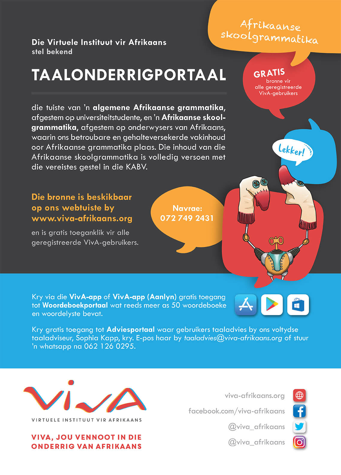 VIVA_Pamflet_2020_v02_noCropMarks Taalportaal Kry al die inligting oor die Afrikaanse grammatika híér!